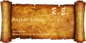 Rajtár Ervin névjegykártya